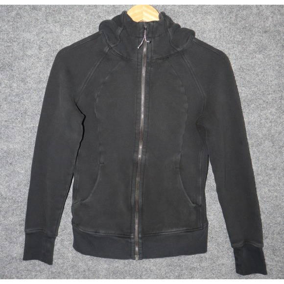 lululemon athletica Tops - Lululemon Sweater Women 6 Faded Black Scuba Full Zip‎ Hoody Athleisure Train Run